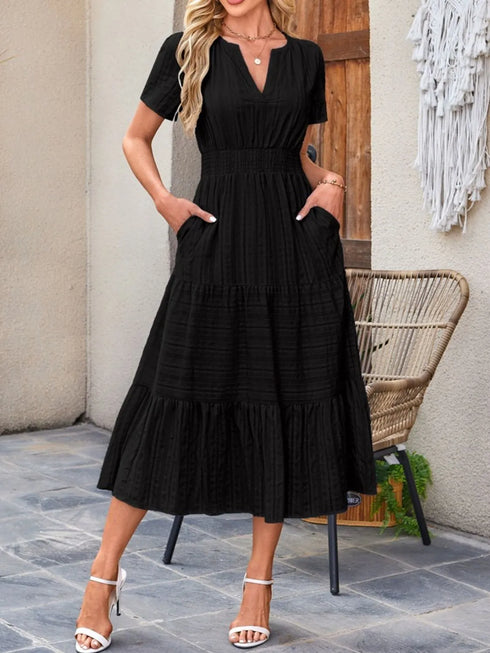 tiered-notched-short-sleeve-dress OhSoStyled at Sophia's Style-10